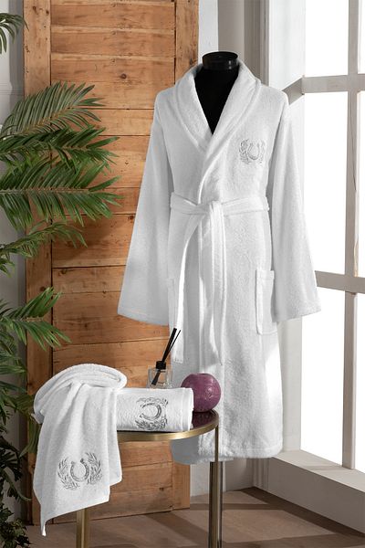 Tanem Home 100% Cotton Embroidered 3 Piece Men's Bathrobe Set | Bathrobe Set | Dowry set