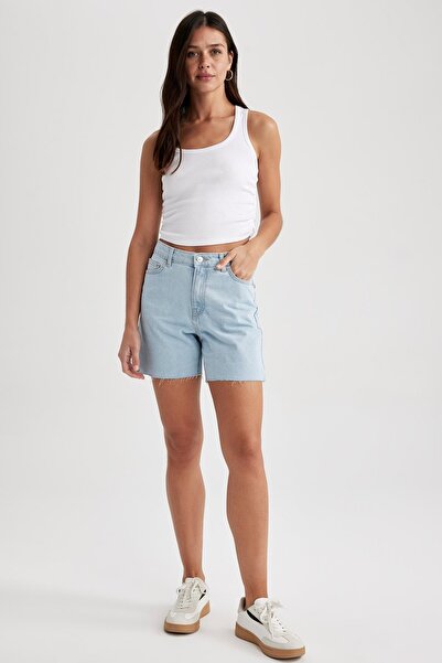 DeFacto Pantaloni scurți de blugi Boyfriend cu talie obișnuită A2691ax23sm
