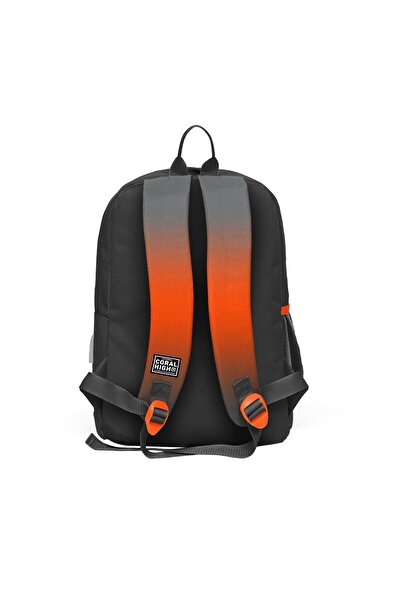Coral High Kids Gray Orange Color Transitional Four Compartment USB School Backpack 23848