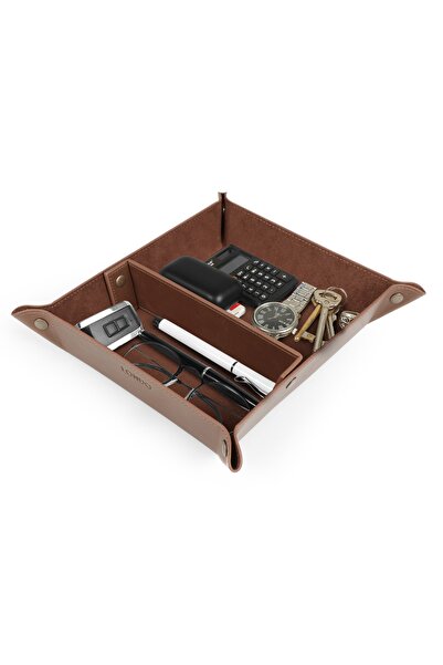 LONDO Deri Masaüstü Organizer Düzenleyici Pratik Dekoratif Ev Ve Ofis Aksesuarı