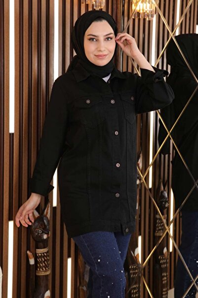 Modamihram Denim Jacket with Pockets Black 6034