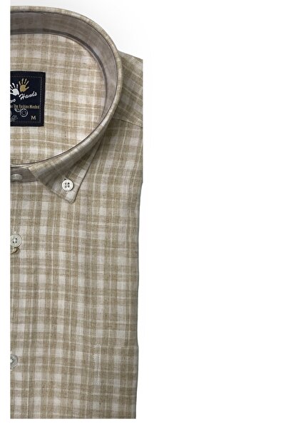 TWO HANDS Чоловіча класична сорочка з коротким рукавом, двома кишенями, у клітинку, з бавовняної тканини, жовта, 441