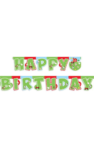 kidspartim Πανό για τα ζώα της φάρμας Happy Birthday