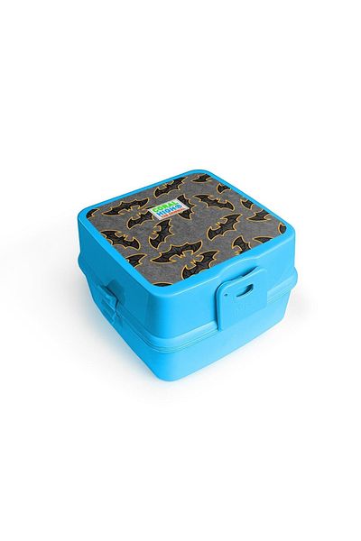 Coral High Bol de hrănire cu patru compartimente, cu model de liliac, albastru, gri, cu furculiță și lingură 32990