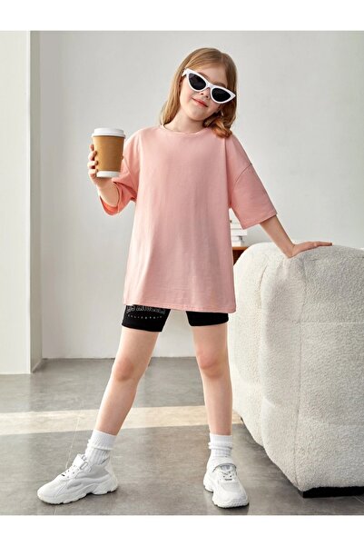 Machetta Oversize'owa koszulka dziecięca Salmon z nadrukiem drzewa kwiatowego na plecach