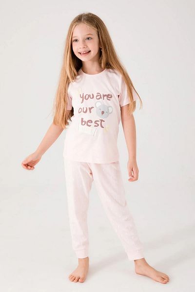 Rolypoly Girl's Dusty Salmon Short Sleeve Pajama Set - 3089