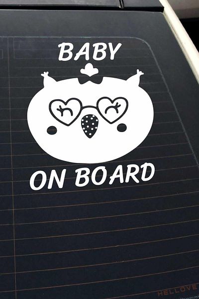 AVMmarketim Baby On Board Are a Baby Cute White Auto Sticker Autocolant pentru geam cu figuri de animale