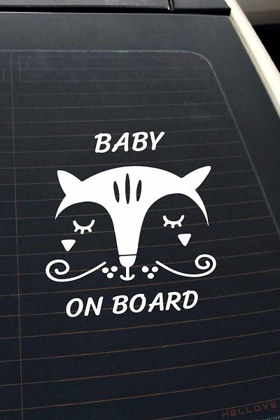 AVMmarketim Baby On Board Are a Baby Cute White Auto Sticker Autocolant pentru geam cu figuri de animale