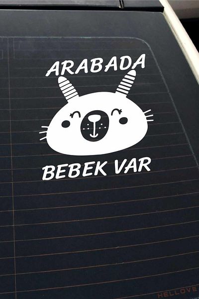 AVMmarketim Autocolant alb drăguț pentru parbriz auto cu text de avertizare cu figură de animale