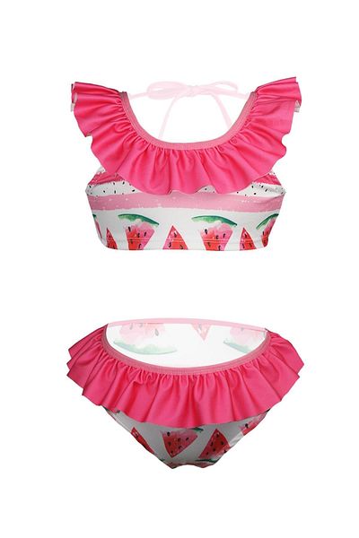 Rs Ramuni Girl's Swimsuit Ruffle Bikini Watermelon Printed Digital Printed Sea Pool Swimsuit