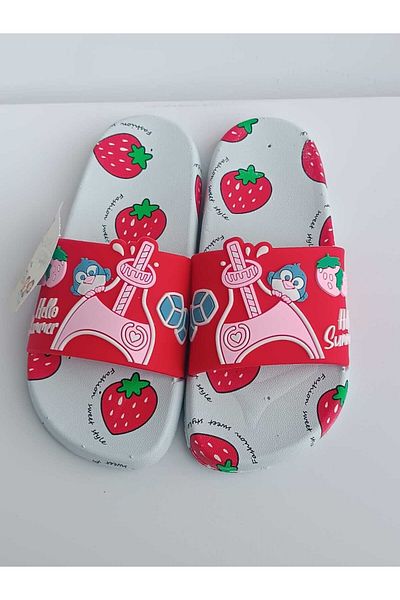 GEZER Girl's Strawberry Pattern Non-Slip Pool Sea Bathroom Wet Floor And Daily Slippers