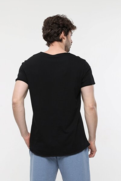 defys Ανδρικό κοντομάνικο μπλουζάκι με λαιμόκοψη μαύρο