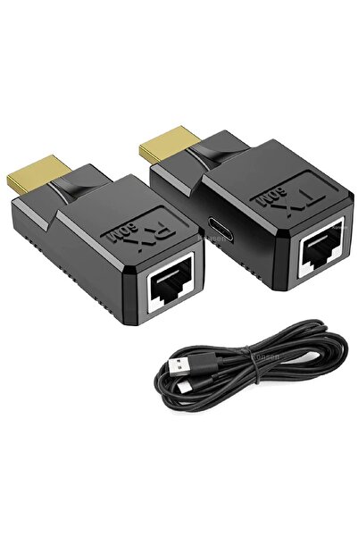 Genel Markalar HDMİ Extender Cat5-cat6 60 Metre Uzatıcı- HDMI RJ45 Cat5 6 Extender Uzatıcı Güç Destekli Uzat
