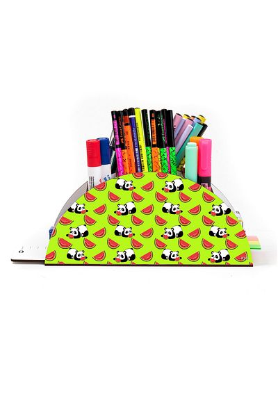 kutuTR Wooden Vip Mini Animals Rainbow Ruled Desktop Pen Holder Organizer with Assembled Box