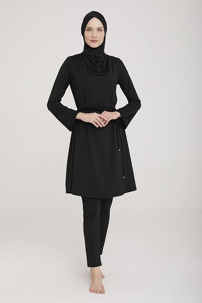 MARESİVA Women's Long Sleeve Alyson Black Hijab Swimsuit 8c0t3n1