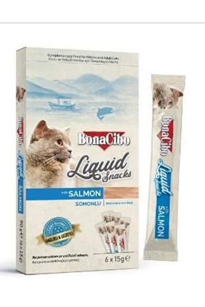 BonaCibo Somonlu Atıştırmalık Sıvı Ödül 6 X 15 Gr