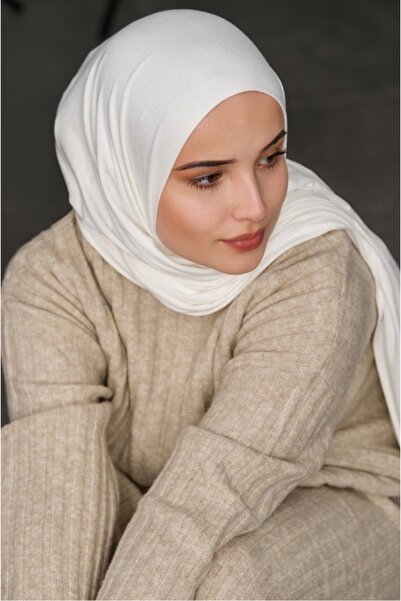 blanch Penye Şal Başörtü Kadın Tesettür -beyaz
