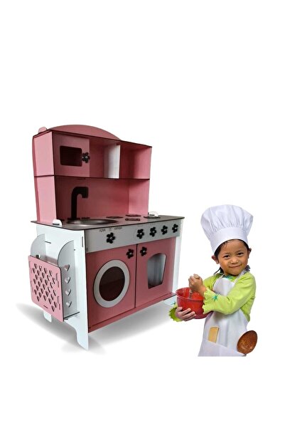 MURATAHŞAP Ahşap Oyuncak Mutfak Dolabı Pembe