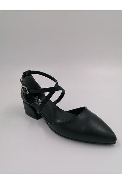 Damla Colorfast Black Color Ankle Strap Stiletto