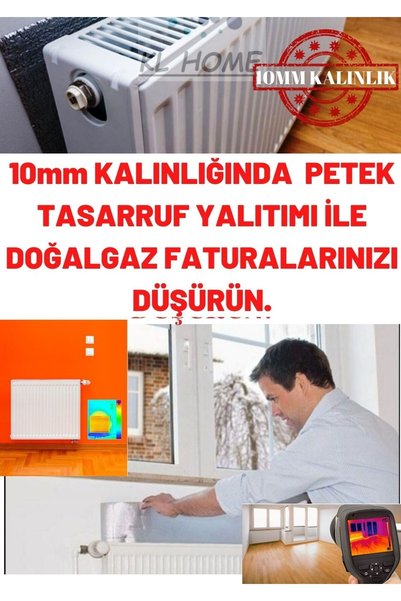 KL HOME 10mm Kalınlık-8 Adet -50cmx100cm Tasarruf Için Kalorifer Petek Arkası Isı Doğalgaz Faturan Düşür