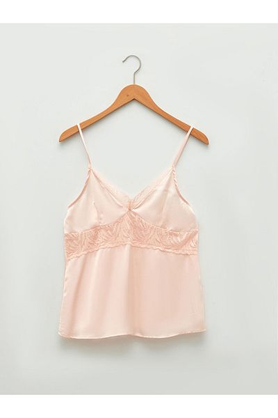LC Waikiki Lcw V-Neck Lace Strap Satin Women's Sleepwear Top