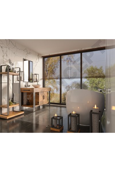 NT Concept Ntconcept Arwen Ayna Çerçeveli Masif Ahşap Lavabo Dolabı Hilton(90cm)