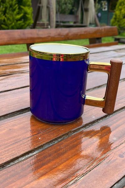 PİNK DESİGN KİTCHEN Bamboo Handle Porcelain Mug Gilded