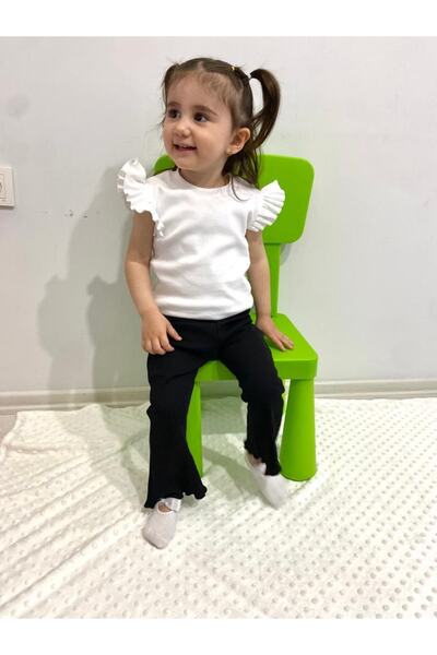 ARYA BABY Kaşkorse Kumaştan Omuzu Firfır Detaylı Ispanyol Paçalı Takım