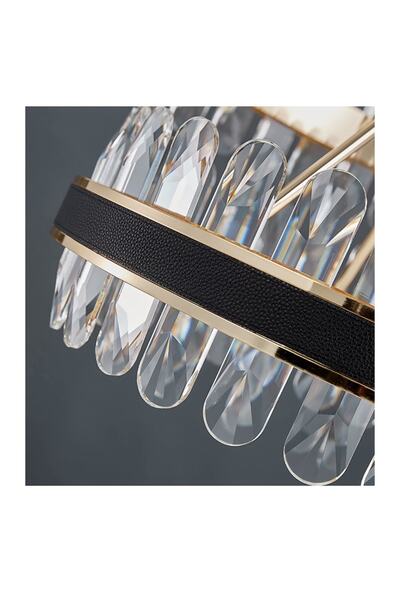 burenze Luxury Exclusive Modern Sarkıt Kristal Taşlı Led Avize Gold Sarı 47 Cm Kademeli 3 Renk