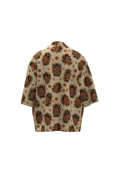 Shout Υπερμεγέθη Ιαπωνική μάσκα Oni Unisex Beige Kimono