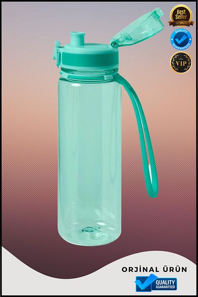 OverPazar 0.5 Liter Green Flask Automatic Opening Lid Flask Green Water Bottle