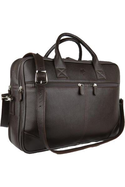 MÇ DERİ حقيبة كبيرة من الجلد الطبيعي وحقيبة كمبيوتر محمول باللون البني