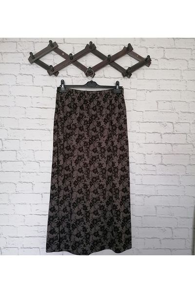 anne moda ankara Ανοιξιάτικη φούστα με λουλουδάτο σχέδιο σε κανονικό μέγεθος με ελαστική μέση