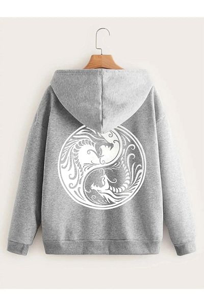 ciwi&life Ζακέτα με φερμουάρ Unisex 2ip πλεκτό ύφασμα με ανακλαστήρα Dragon Yingyang