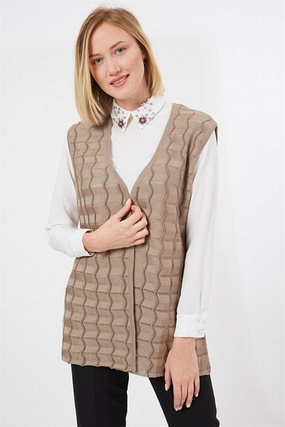 anne moda ankara Pocketless, no button, Thin, Summer, Acrylic 1stQuality Knitwear Vest
