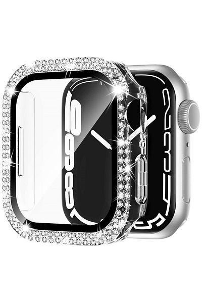 GREGOSS حافظة حماية مزدوجة من الماس بلينغ متوافقة مع ساعة Apple Watch 1,2,3 Series (42 مم).