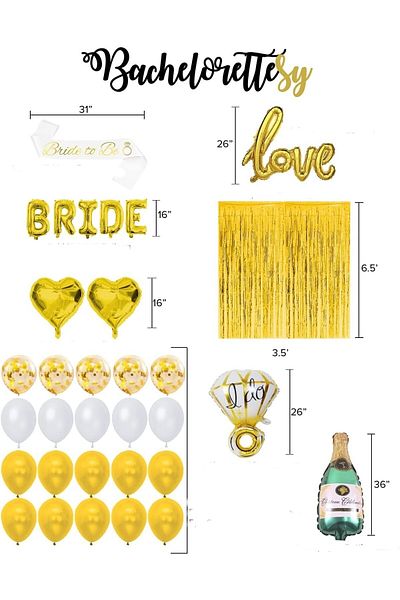 Bkmc Σετ μπαλόνι με φύλλο νύφης Bachelorette Bride Party Στολίδι με μπαλόνι χρυσό