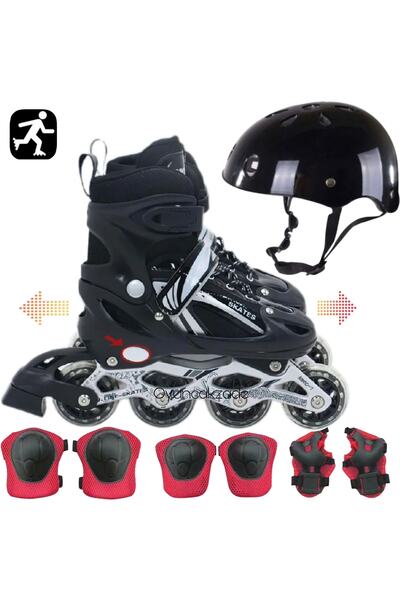 Depomiks Avm Ayarlanabilir 2+1+1 Işıklı Metal Alıştırma Pateni Kask Dizlik Di...