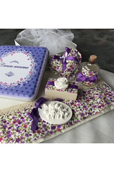 Hepsi Enteresan Canım Anneme Çiçekli Mor Set, Anneler Günü, Doğum Günü, Geçmiş Olsun, Ev Hediyesi
