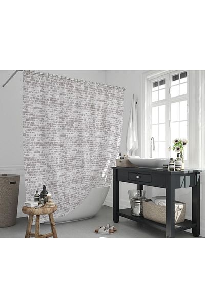 Zethome Κουρτίνα μπάνιου 1x120x200 Κουρτίνα μπάνιου μονής φτερού με δαχτυλίδι Δώρο 1406