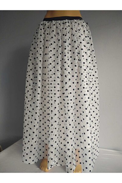 Mefa basic Kadife Benekli Uzun Tül Etek