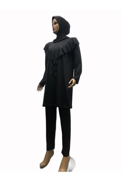 eflin Women's Clothing Black Valon Full Covered Hijab Swimsuit Large Size Option