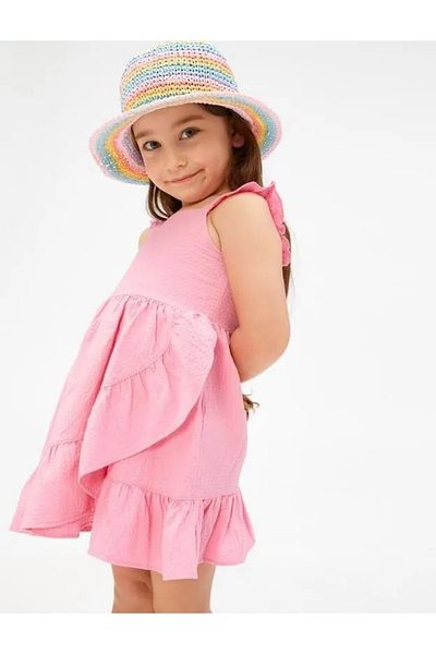 Koton Mehrlagiges Kleid für Babymädchen mit Rüschenträgern und U-Ausschnitt