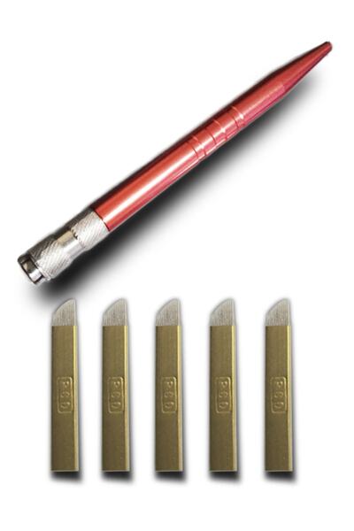 ARMONİKONYA Microblading Kalemi + 5 Adet 12 Pin P.c.d Iğne Tekli Gülkurusu