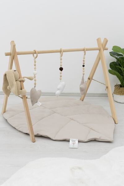 mordesign Bebek Oyun Matı, Yenidoğan Emekleme Pedi, Aktivite Matı, Santorini Seri, Bej