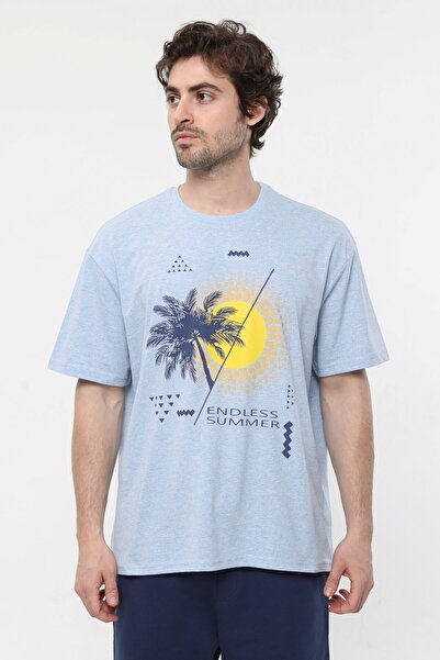 defys Чоловіча велосипедна сорочка з коротким рукавом Oversize Fit з принтом - Rio Mavi Melanj