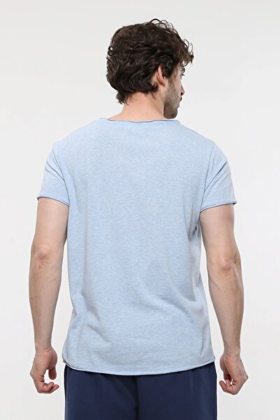 defys Ανδρικό μπλουζάκι με κοντό μανίκι με λαιμόκοψη και κανονική εφαρμογή Basic Blue Melange