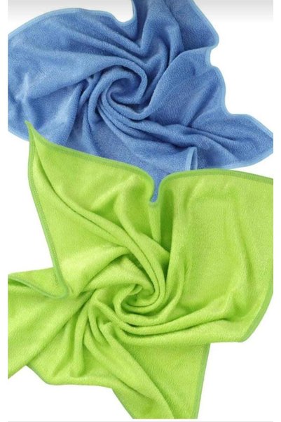 ESNAFDEDE Glossy Texture 2-Pack Microfiber Cleaning Cloth - Blue/Green 40X40C...