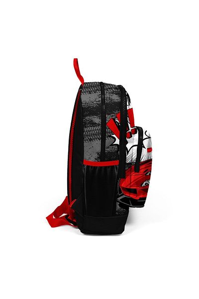 Coral High Rucsac școlar USB cu patru compartimente pentru copii, negru, roșu, anime 23847