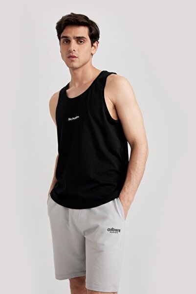 DeFacto Slim Fit Printed Crew Neck 100 Cotton Athlete A5695ax23hs